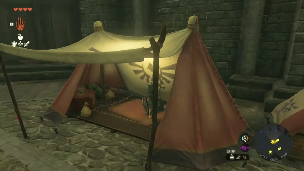Search party tent with the royal crest on the lower floor of the First Gatehouse Search party tent with the royal crest on the lower floor of the First Gatehouse