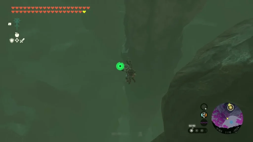 Dark cavern wall seen while descending into the Hyrule Castle chasm Dark cavern wall seen while descending into the Hyrule Castle chasm