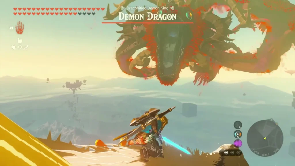 Master Sword held ready on the Light Dragon above the clouds near the Demon Dragon Master Sword held ready on the Light Dragon above the clouds near the Demon Dragon