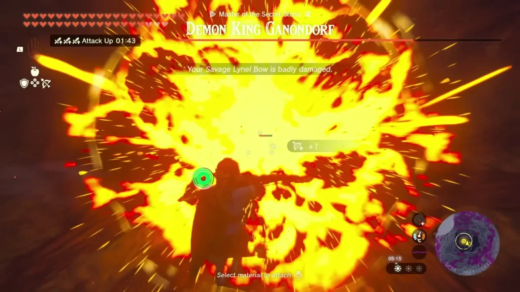 Large orange explosion from a bomb flower attacking Ganondorf Large orange explosion from a bomb flower attacking Ganondorf