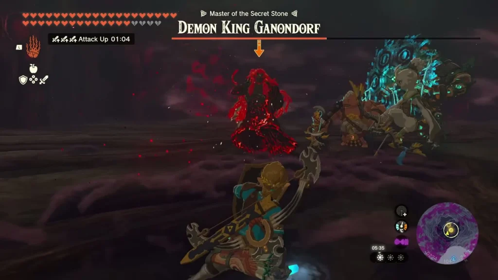Ganondorf glowing red as an ally charges in from the right Ganondorf glowing red as an ally charges in from the right
