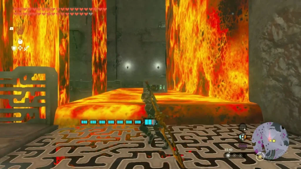 Lava room with burning walls and a patterned stone floor Lava room with burning walls and a patterned stone floor