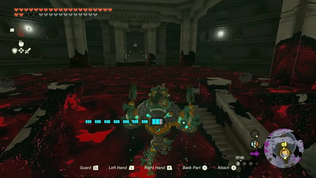 Gloom-covered floor of the temple chamber where the boss waits Gloom-covered floor of the temple chamber where the boss waits