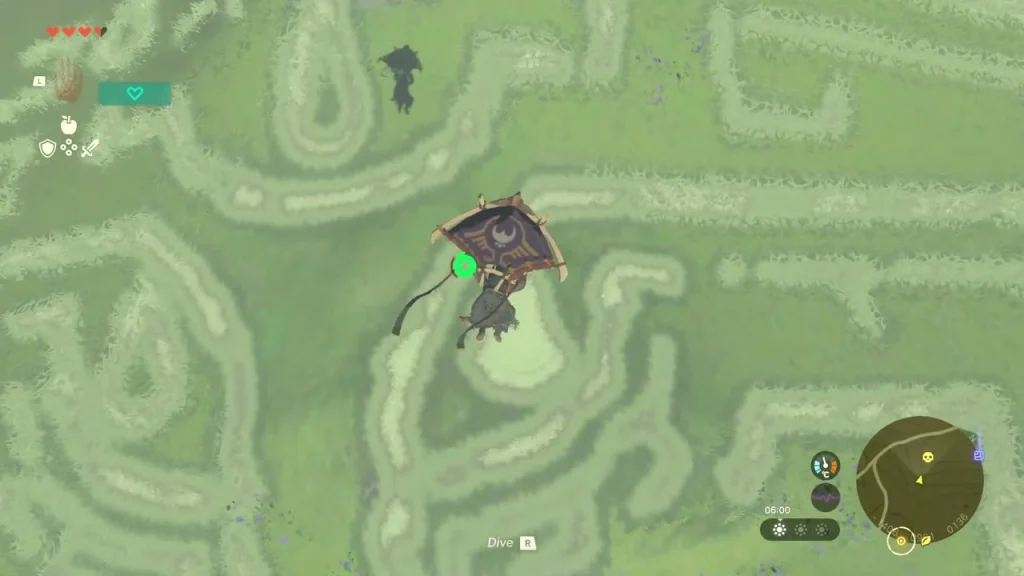 Paraglider descending toward the circular swirl at the centre of the geoglyph Paraglider descending toward the circular swirl at the centre of the geoglyph