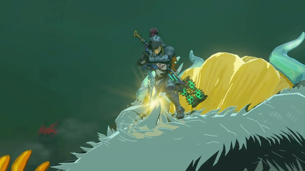 Standing on the Light Dragon's back beside its golden mane Standing on the Light Dragon's back beside its golden mane