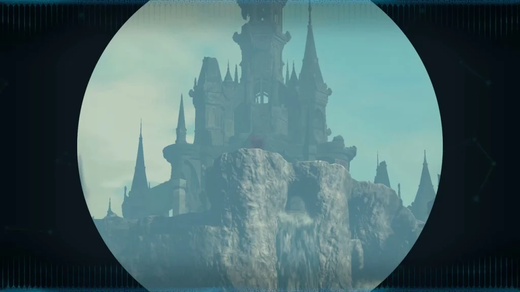 Hyrule Castle gatehouse and towers rising against the sky Hyrule Castle gatehouse and towers rising against the sky