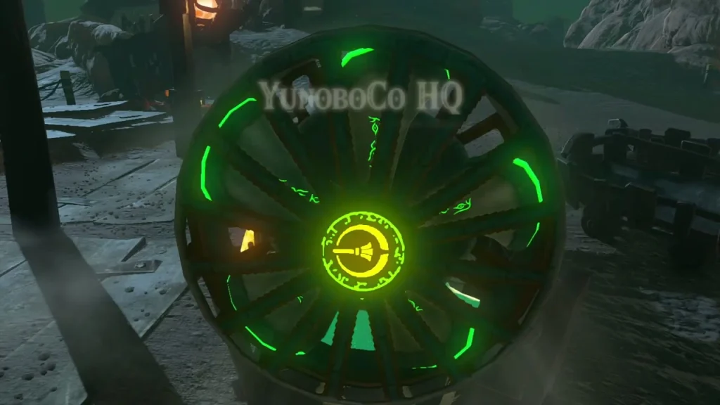YunoboCo HQ travel point glowing green on the Death Mountain slope YunoboCo HQ travel point glowing green on the Death Mountain slope