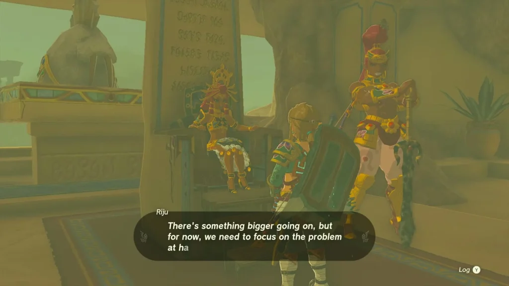 Riju and Buliara in the throne room of Gerudo Town Riju and Buliara in the throne room of Gerudo Town