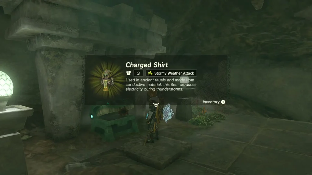 Charged Shirt item box held up after opening the chest