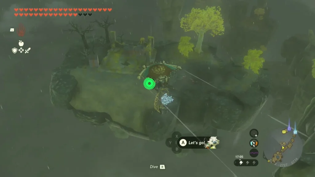 Mossy ruined sky island with a bare tree in the Thunderhead Isles
