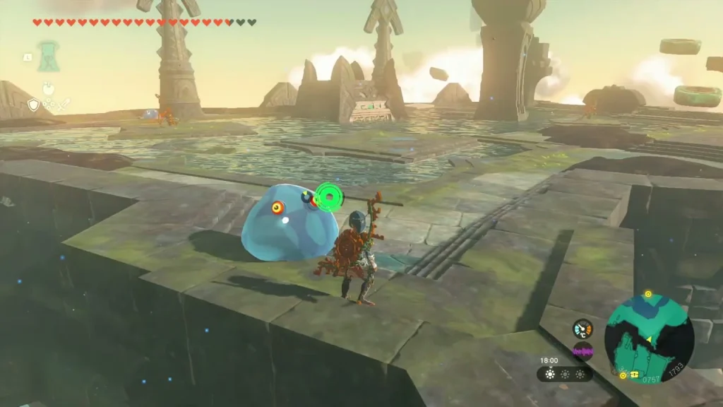 Bubble drifting toward the sludge-covered spinning tower