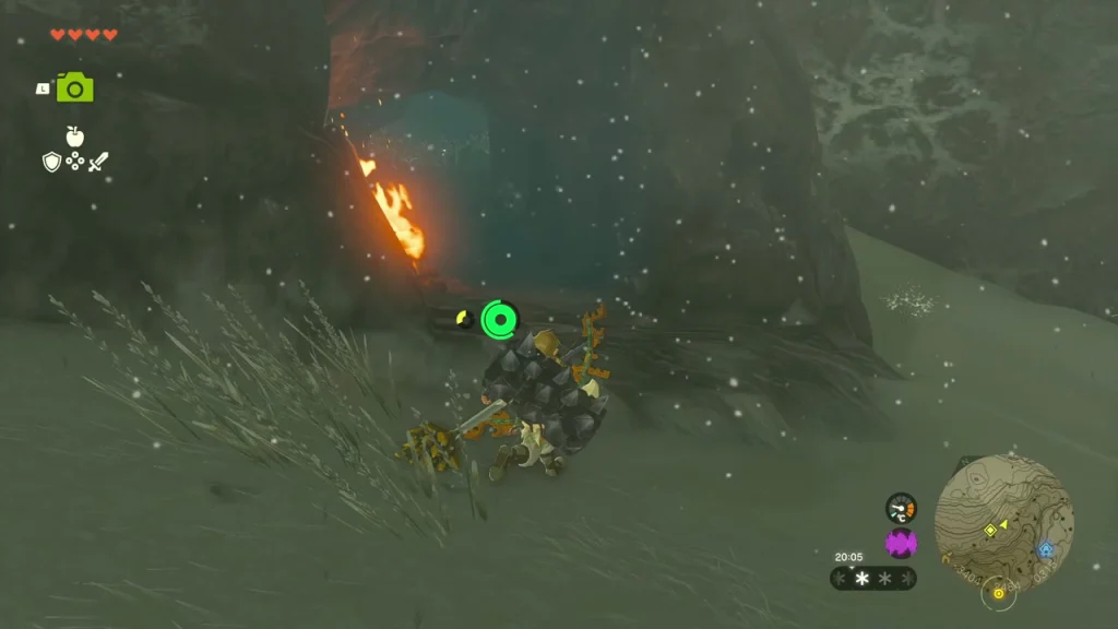 Burning vines at the entrance of Hebra South Summit Cave Burning vines at the entrance of Hebra South Summit Cave