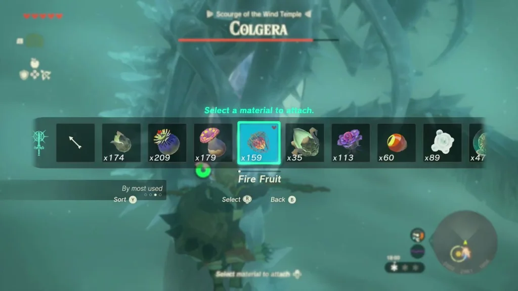 Fire Fruit attached to an arrow while facing Colgera Fire Fruit attached to an arrow while facing Colgera