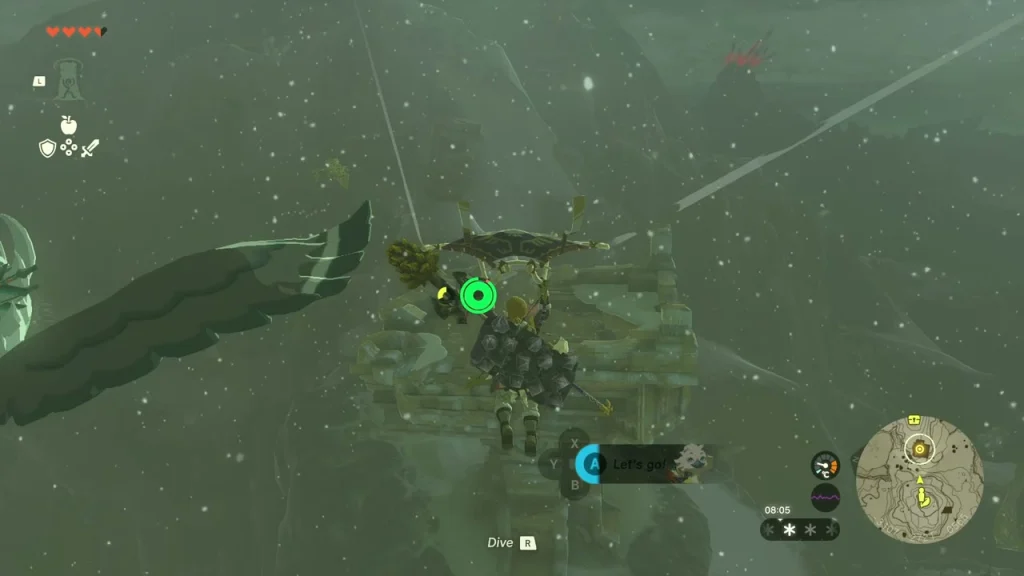 Gliding with Tulin's gust toward the wooden platform where the Aerocuda hovers Gliding with Tulin's gust toward the wooden platform where the Aerocuda hovers