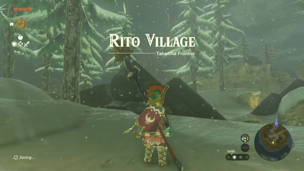 Snowy approach to Rito Village in the Tabantha Frontier Snowy approach to Rito Village in the Tabantha Frontier