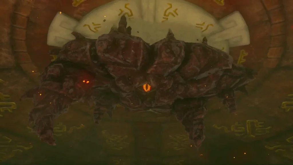 Marbled Gohma clinging to the ceiling of the boss room Marbled Gohma clinging to the ceiling of the boss room