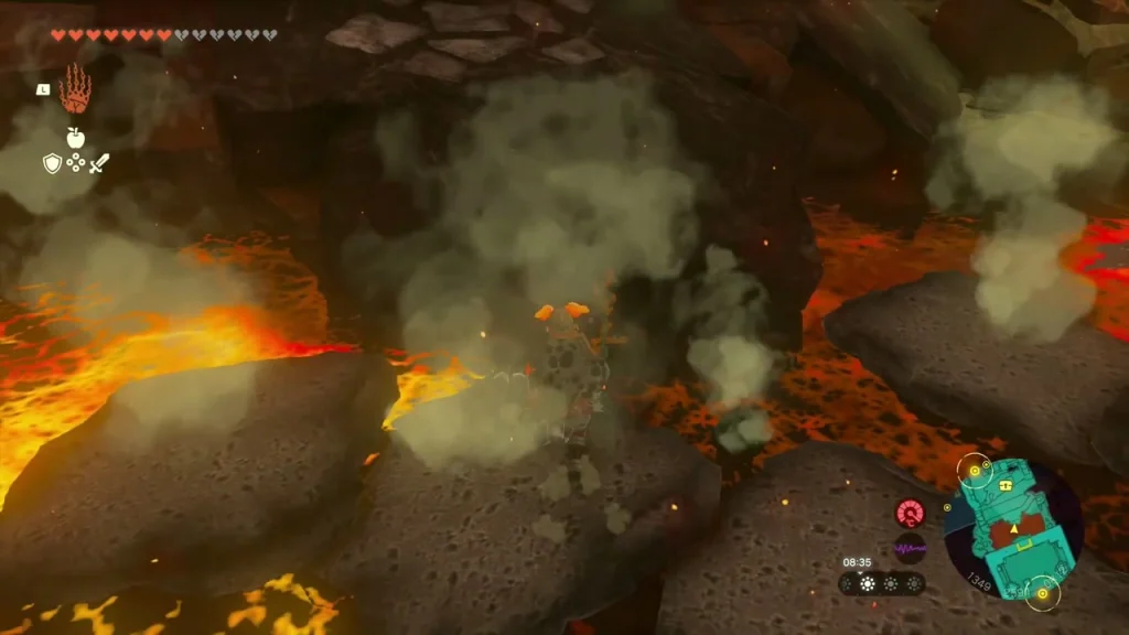 Floating rock platforms across a lava pool Floating rock platforms across a lava pool