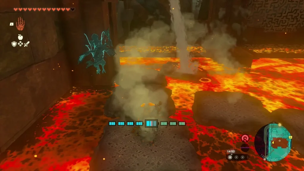 Steam-lifted stone platforms across the lava Steam-lifted stone platforms across the lava