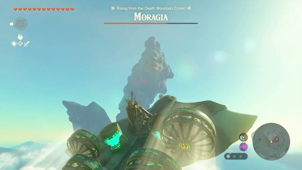 Fanplane circling Moragia's rock spires for another pass Fanplane circling Moragia's rock spires for another pass