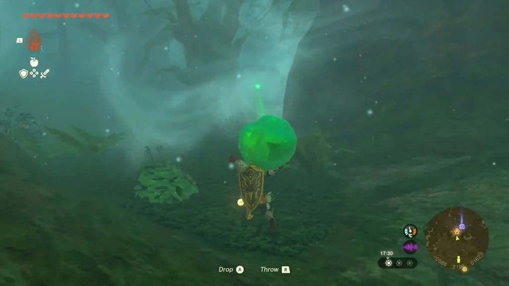 Green crystal held aloft while carried through the swamp fog Green crystal held aloft while carried through the swamp fog