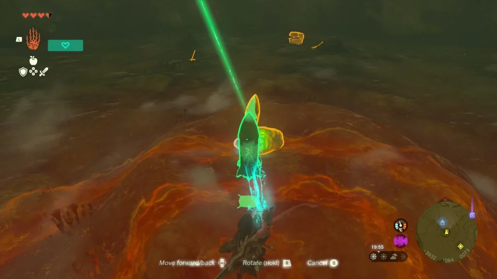 Rocket being positioned against the green crystal Rocket being positioned against the green crystal