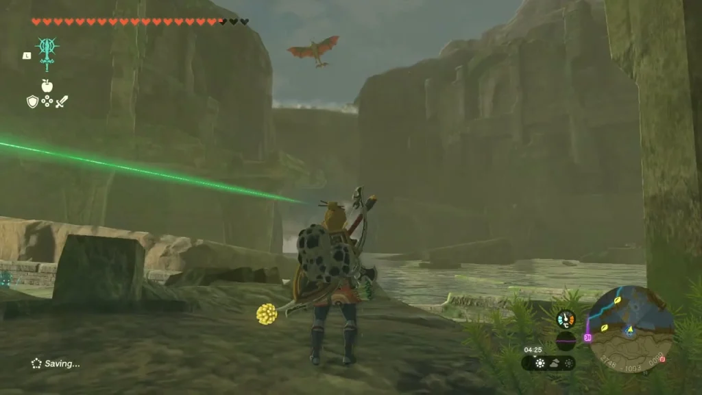 Green beam of light running through the ruins along the Lanayru Road Green beam of light running through the ruins along the Lanayru Road