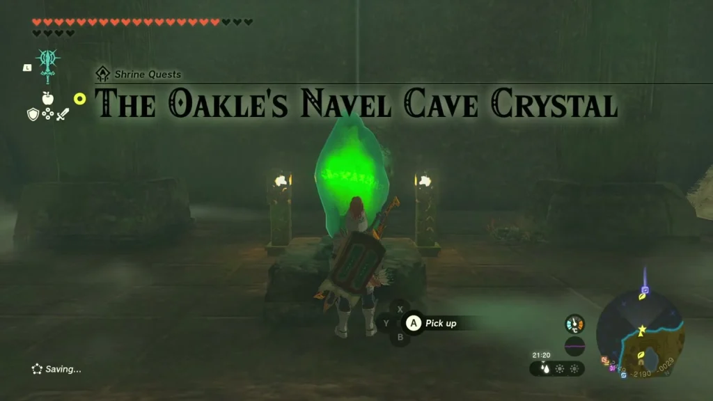 Quest title shown as the crystal is picked up in the cave Quest title shown as the crystal is picked up in the cave