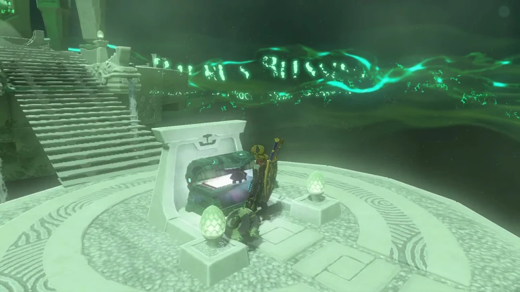 Open chest inside the shrine beside stone stairs Open chest inside the shrine beside stone stairs