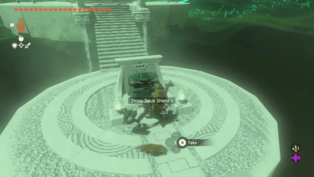 Zonaite shield in the chest with its pick-up prompt Zonaite shield in the chest with its pick-up prompt