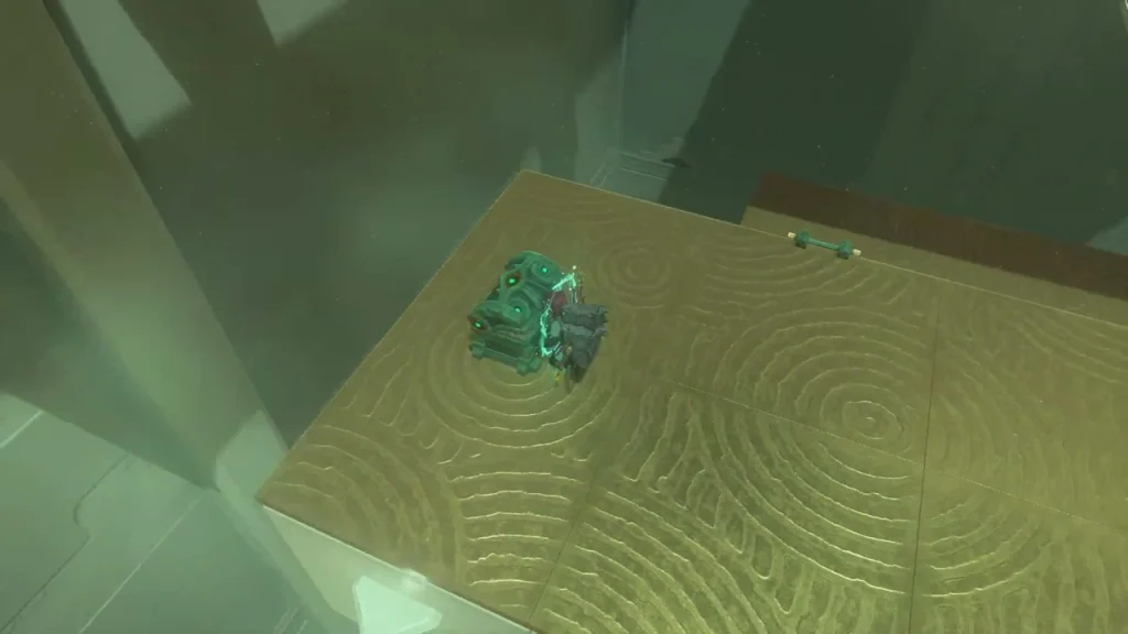 Chest on a platform of the cube holding a Zonai Charge Chest on a platform of the cube holding a Zonai Charge