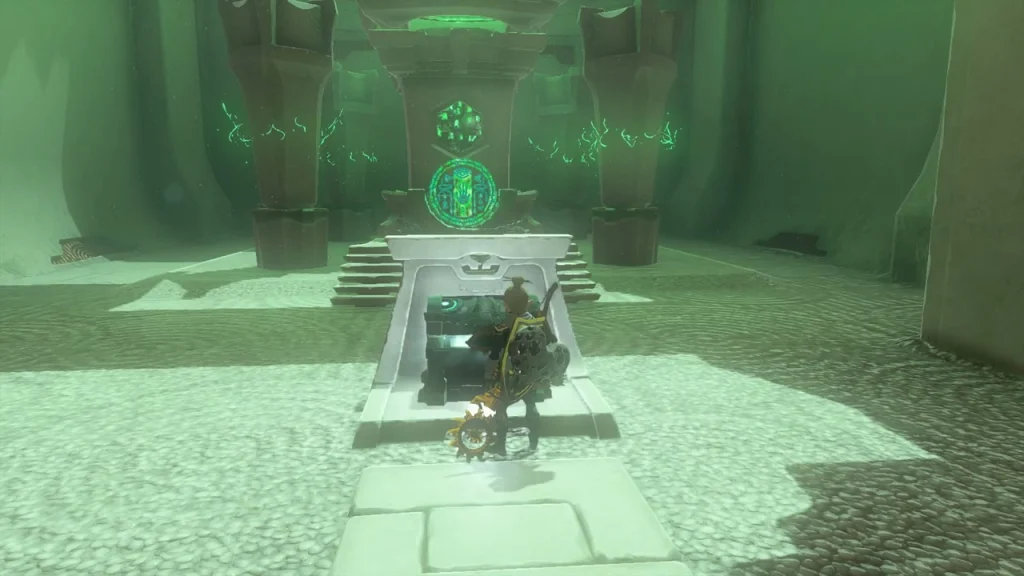 Chest on the steps below the green terminal Chest on the steps below the green terminal