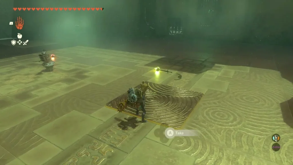 Spare shield on a floor mat with a Take prompt Spare shield on a floor mat with a Take prompt