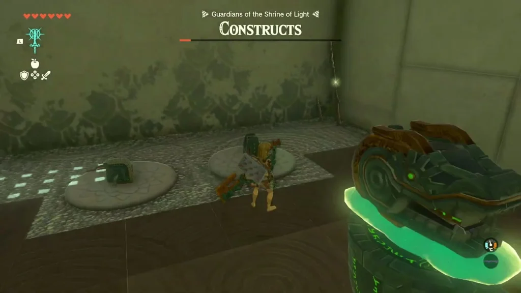 Construct trap platform and discs on the floor of the hall