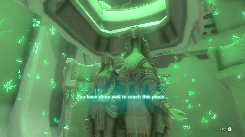 Statues at the terminal granting the Light of Blessing