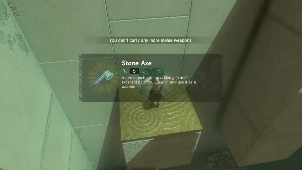 Item box reading Stone Axe over the pillar chest Item box reading Stone Axe over the pillar chest