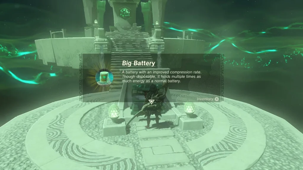 Big Battery item box shown after opening the chest on the shrine platform Big Battery item box shown after opening the chest on the shrine platform