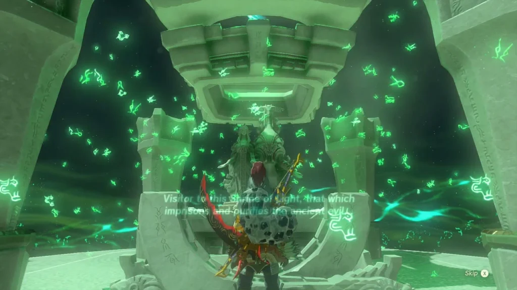 Stone altar with a hexagonal green glyph where the Light of Blessing is received Stone altar with a hexagonal green glyph where the Light of Blessing is received
