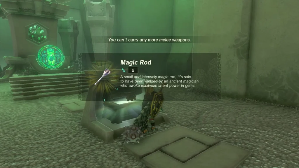 Magic Rod item box with the shrine terminal behind Magic Rod item box with the shrine terminal behind