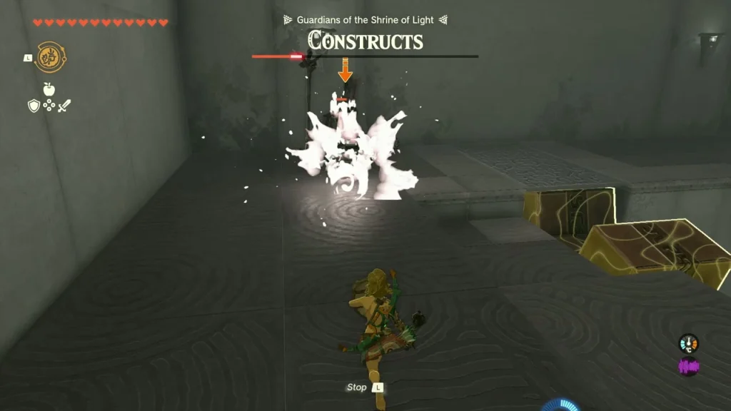 Construct exploding after a hit in the dark hall Construct exploding after a hit in the dark hall