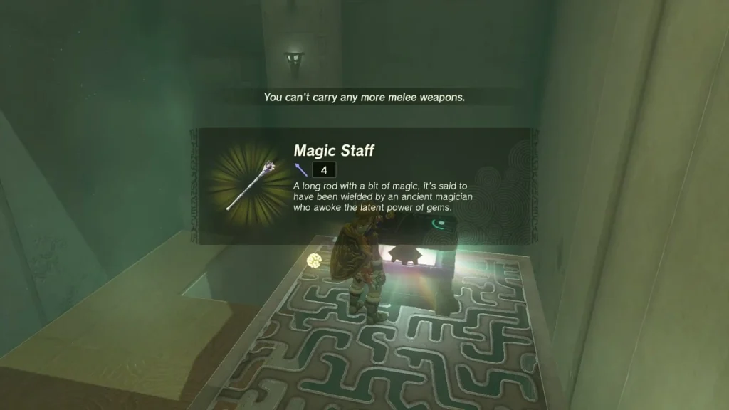 Magic Staff item box after opening the chest on the raised ledge Magic Staff item box after opening the chest on the raised ledge