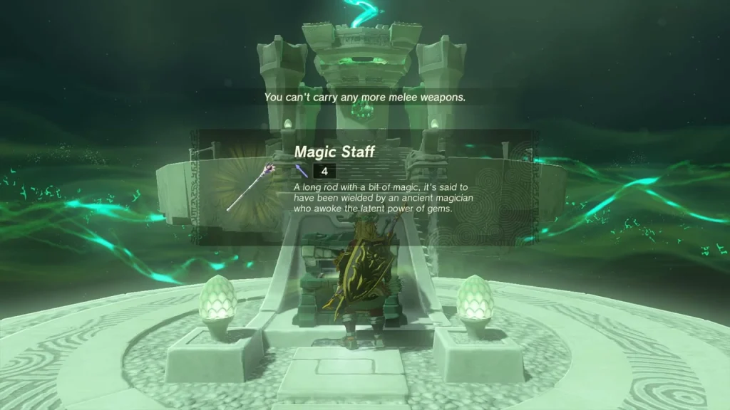 Magic Staff item box above the open chest Magic Staff item box above the open chest