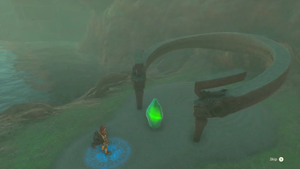 Crystal on the pad in front of the sealed shrine