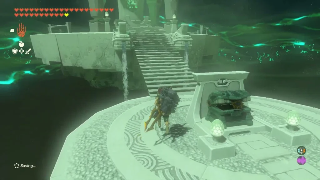 Chest on the platform inside the shrine holding a Diamond