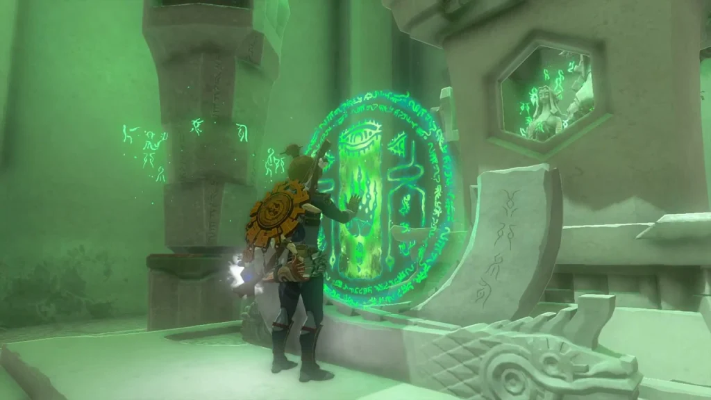 Glowing terminal at the end of the shrine Glowing terminal at the end of the shrine