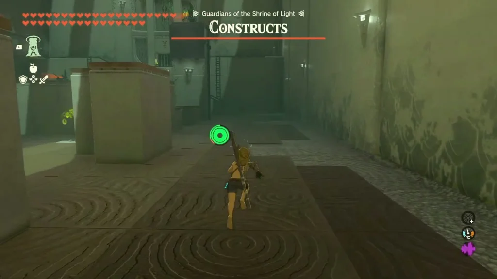Metal-walled arena with the Constructs gauge at the top of the screen