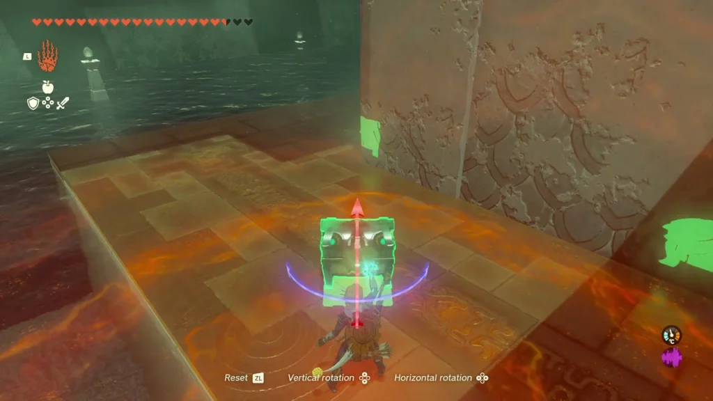 Yellow slab held upright with rotation arrows Yellow slab held upright with rotation arrows