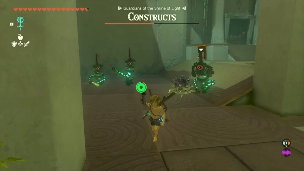 Construct with a raised weapon and the Constructs health bar above Construct with a raised weapon and the Constructs health bar above