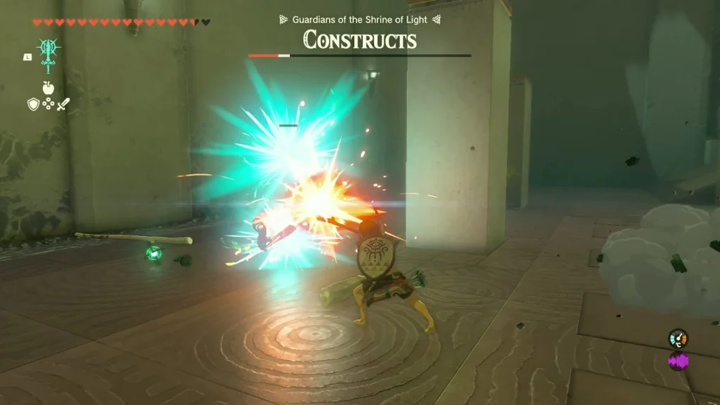 Burst of light as the weapon strikes a Soldier Construct Burst of light as the weapon strikes a Soldier Construct