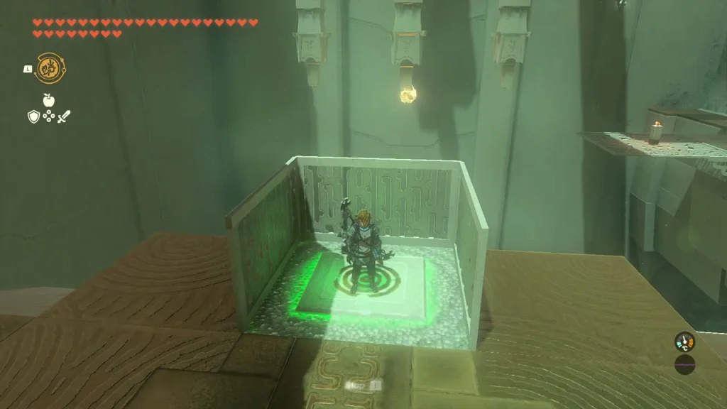 Caged switch platform glowing green
