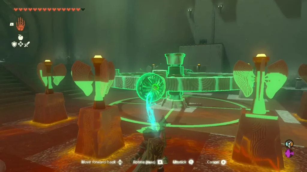 Both turbine blades lit green while the wheel spins Both turbine blades lit green while the wheel spins